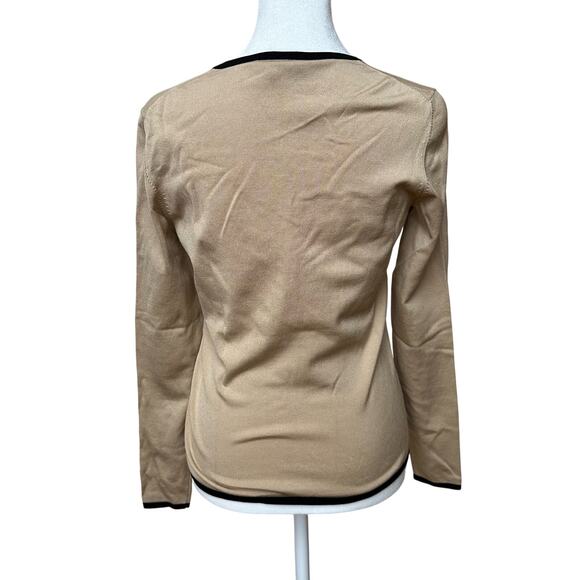 Ann Taylor Silk Beige Crewneck Cardigan - Size XS - Picture 6 of 7